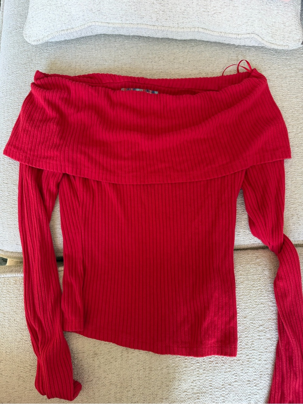 Urban Outfitters Ribbed Off-Shoulder Top in Red